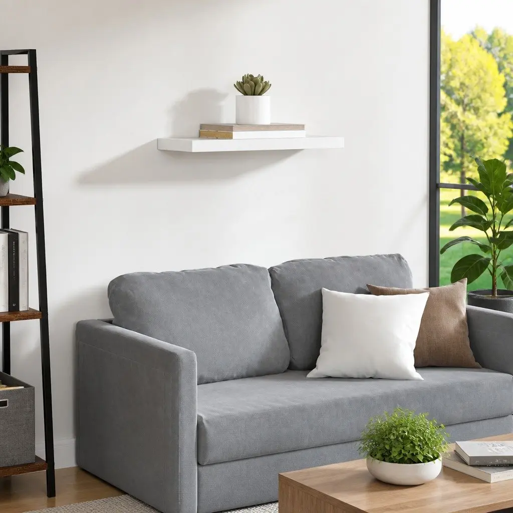 White Floating Wall Shelf for Home Display