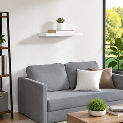 Durable White Floating Wall Shelf for Home Display