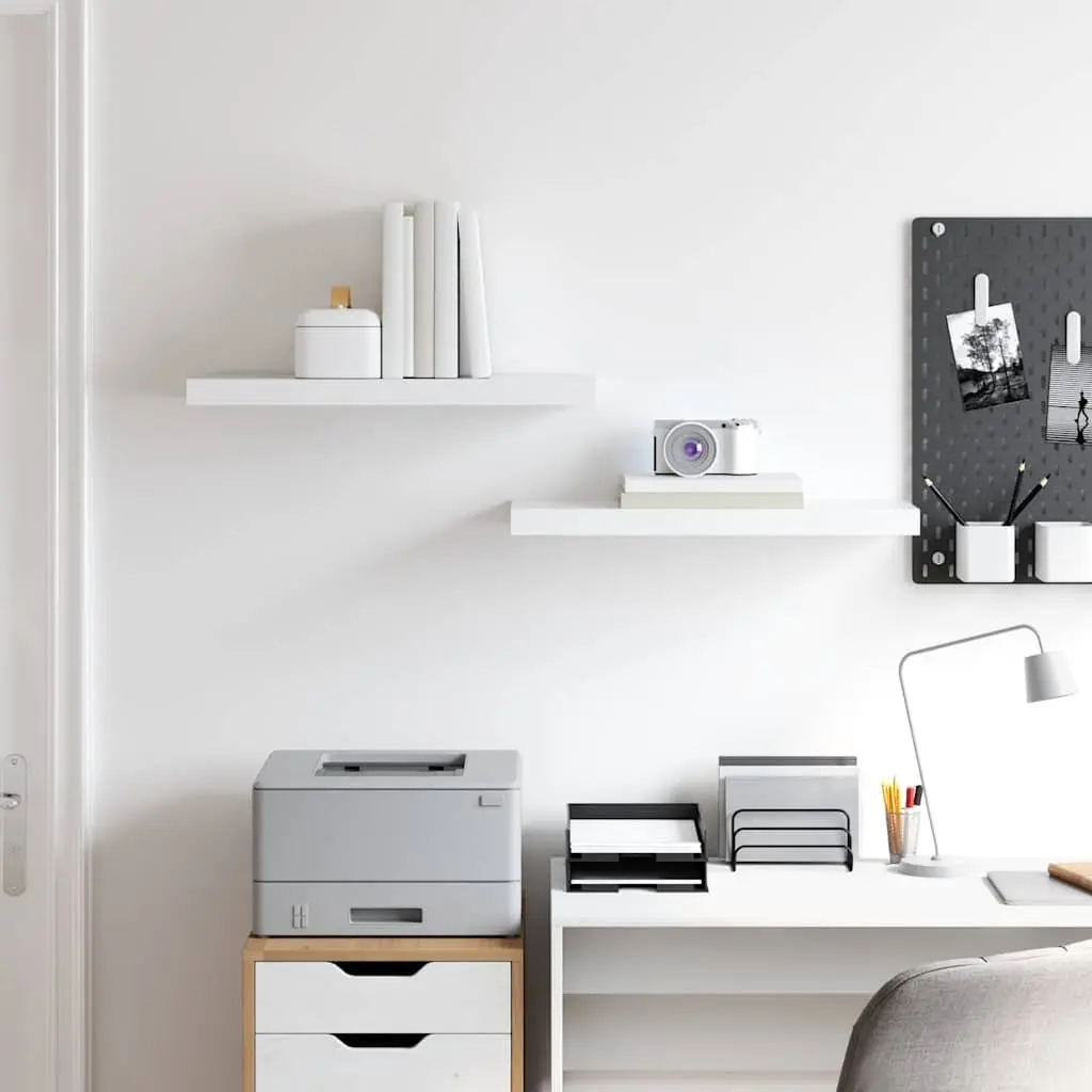 Floating Wall Shelves Honeycomb MDF 60x23.5x3.8 cm White 2 Piece