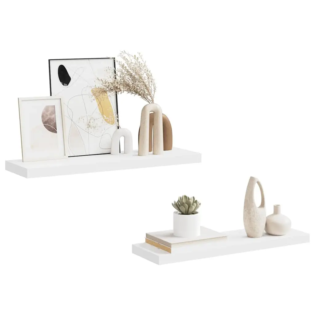 Floating Wall Shelves Set of 2 in White