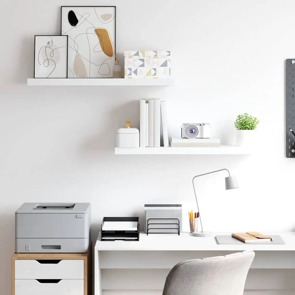Floating Wall Shelves Set of 2 in White