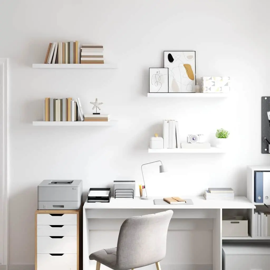 Floating Wall Shelves Honeycomb MDF 80 x 23.5 x 3.8 cm White Set 4 Pieces