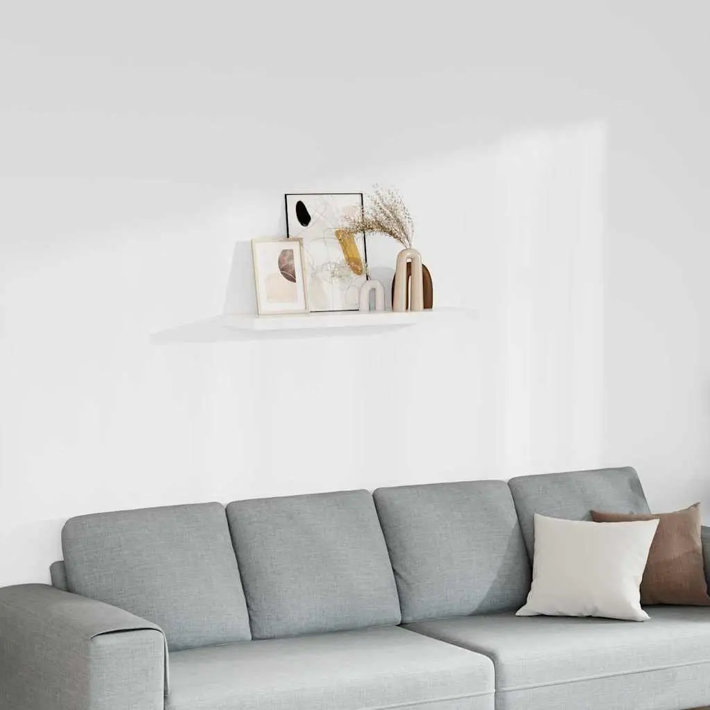 Floating Wall Shelf Honeycomb MDF Metal 90 x 23.5 x 3.8 cm White