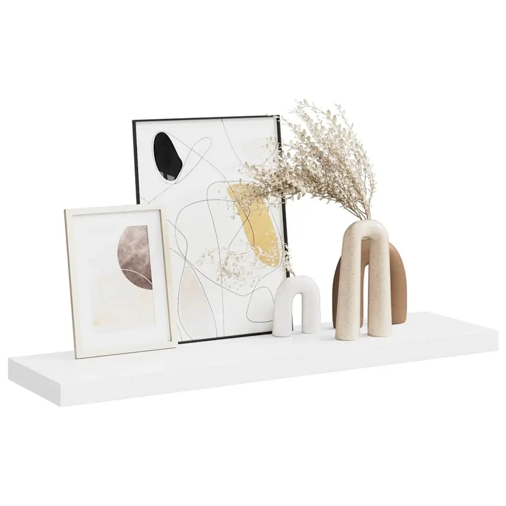 Floating Wall Shelf Honeycomb MDF Metal 90 x 23.5 x 3.8 cm White