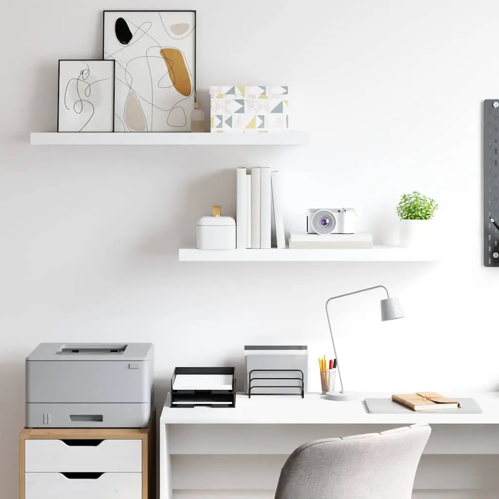 Floating Wall Shelves Honeycomb MDF 90 x 23.5 x 3.8 cm White 2 Piece