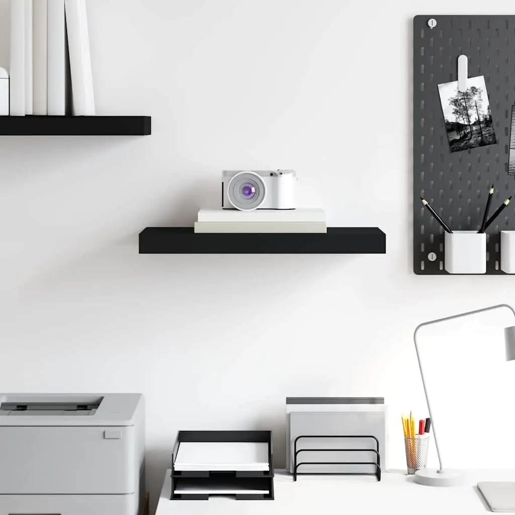Black Floating Wall Shelf for Display