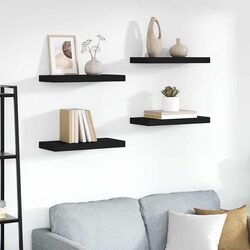 Black Floating Wall Shelves Set of 4 for Stylish Storage
