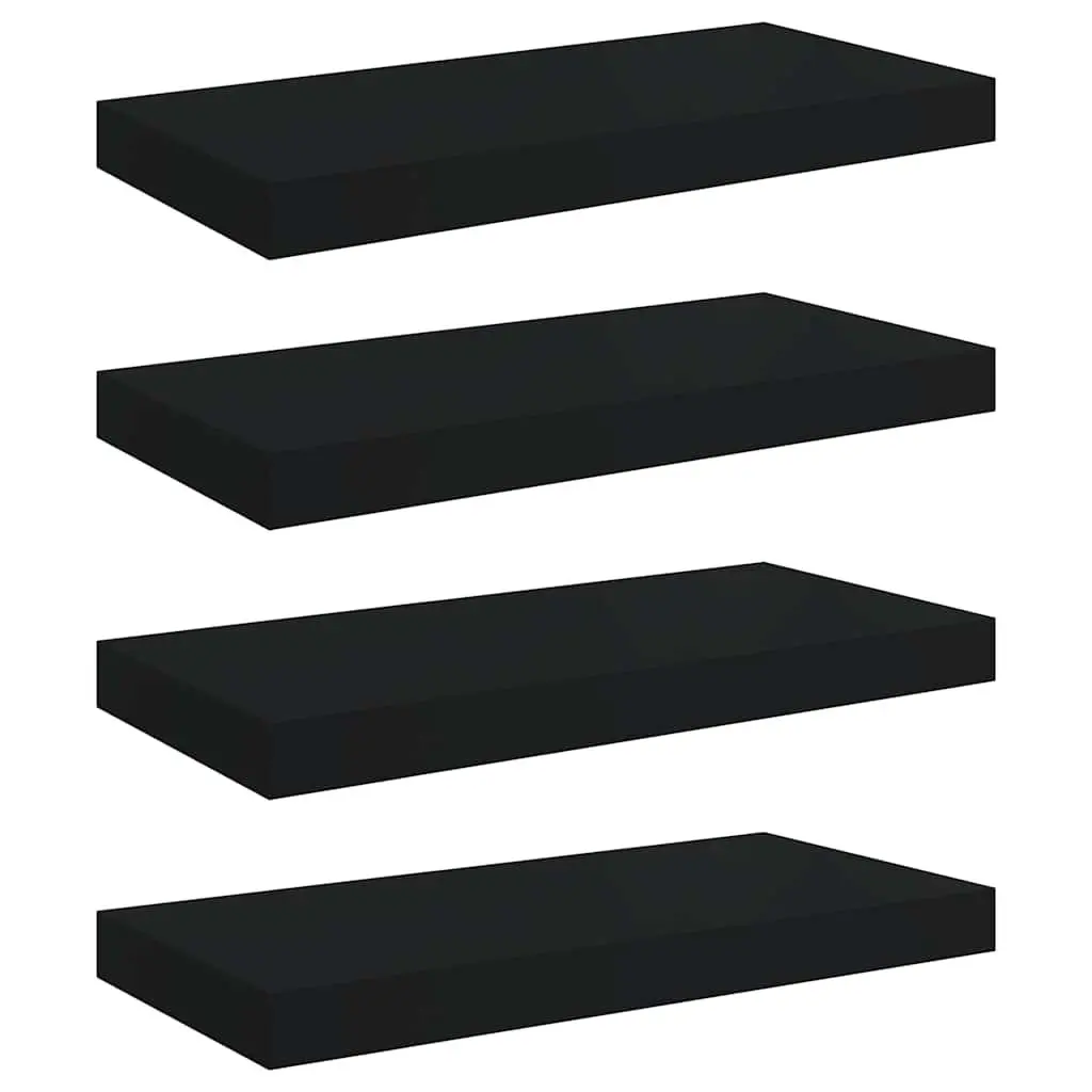 Wall Shelves Honeycomb MDF Metal Frame 50 x 23.5 x 3.8 cm Black 4 Piece