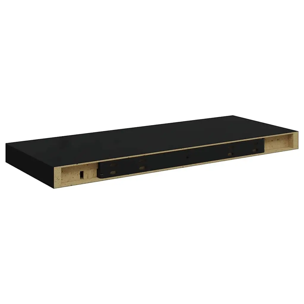 Wall Shelves Floating Black MDF 60 x 23.5 x 3.8 cm Storage Rack Home Decor Organizer 4 Piece