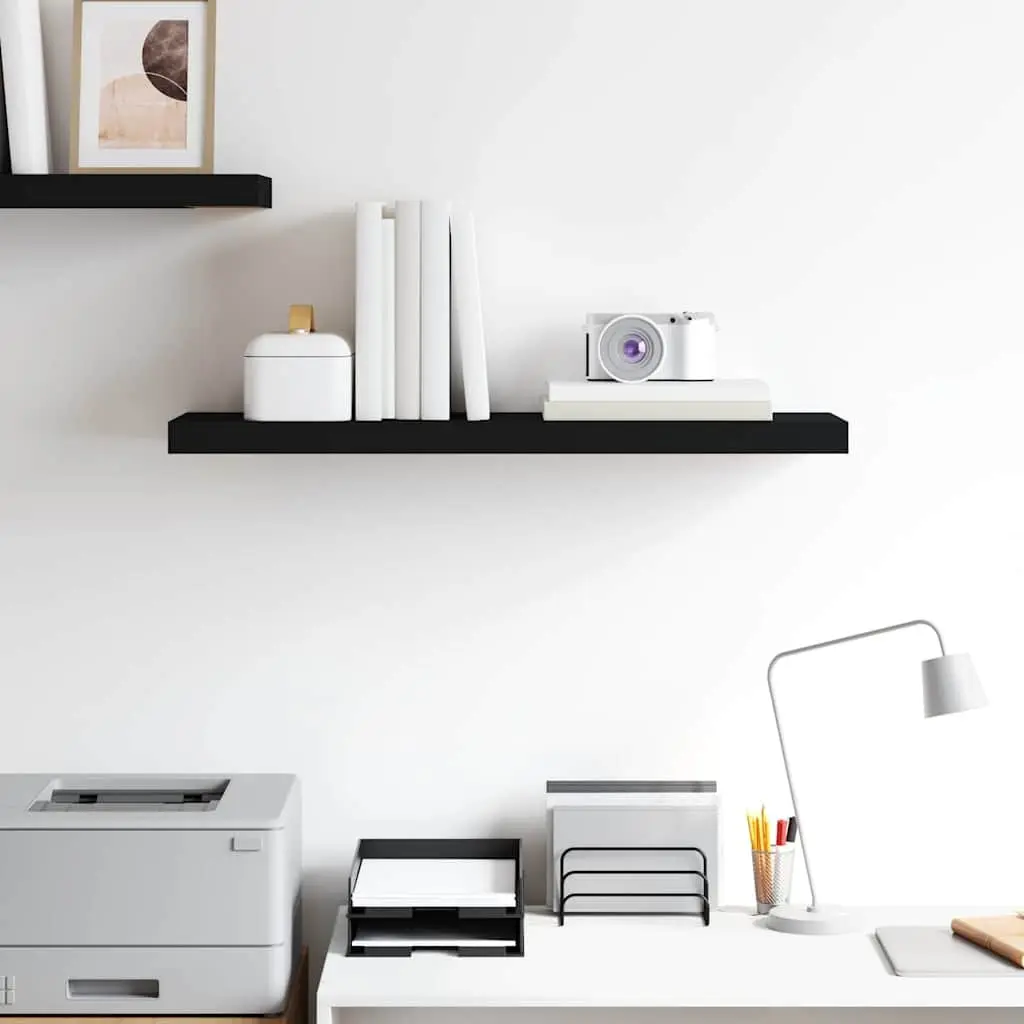 Black Floating Wall Shelf for Display and Storage