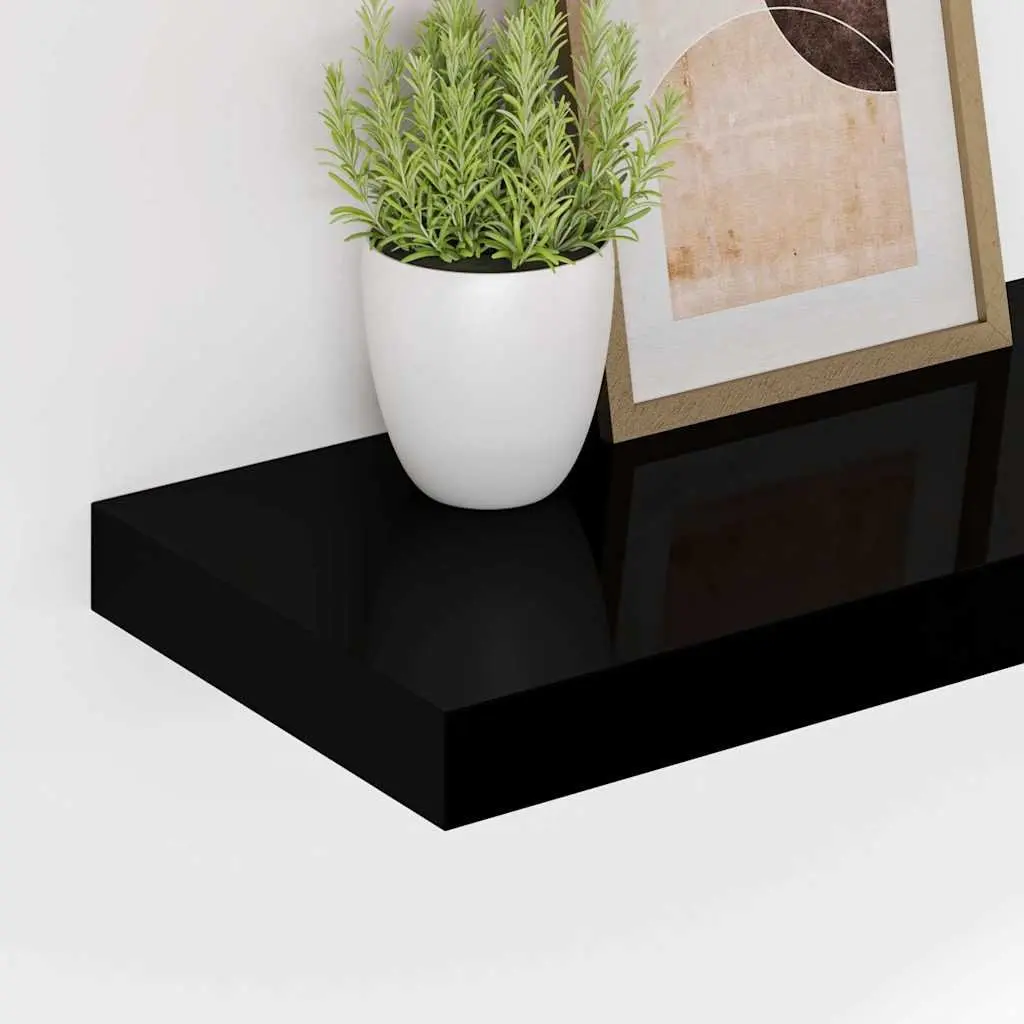 Black Floating Wall Shelf for Displaying Items