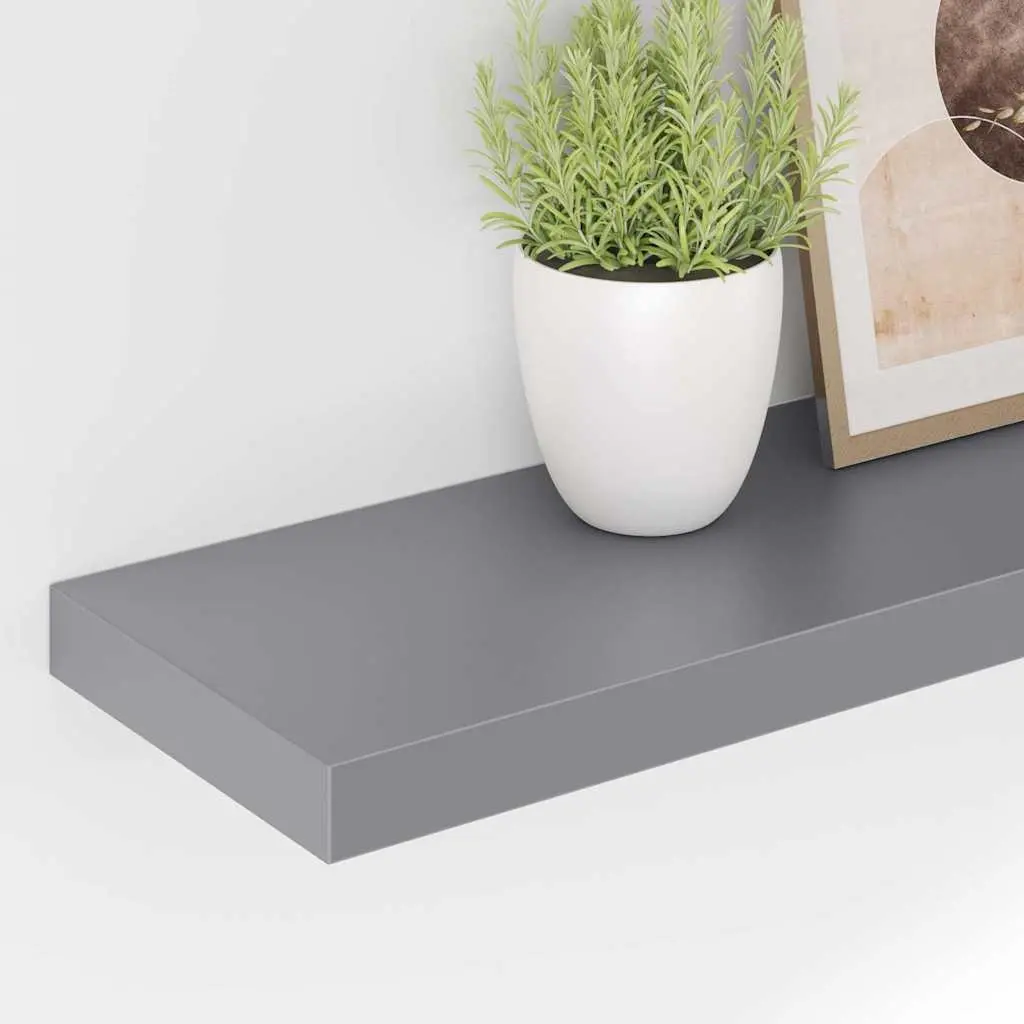 Floating Wall Shelves 2 pcs Grey Display Ledge Storage Home Decor Organizer