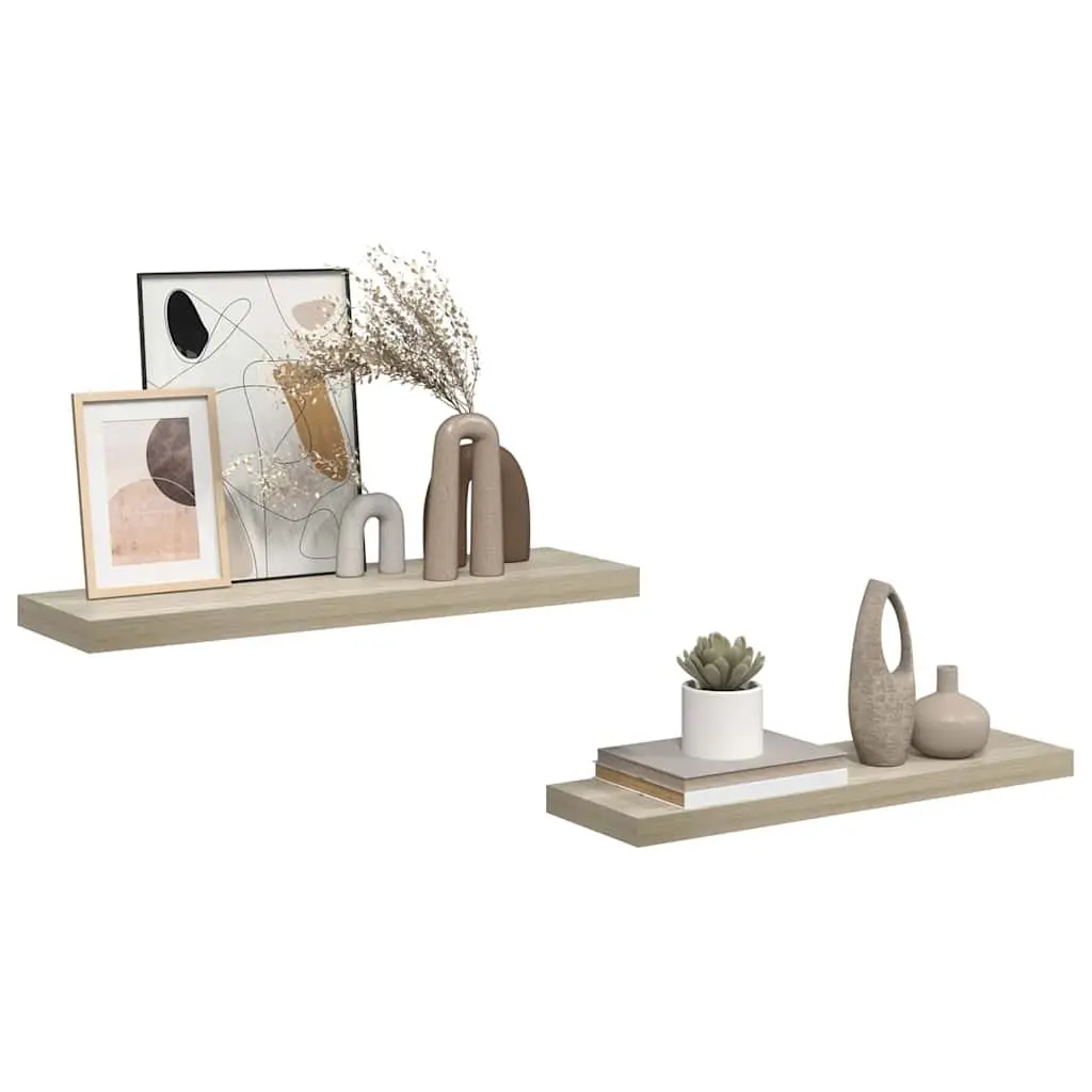 Wall Shelves Honeycomb MDF Metal Frame 80 x 23.5 x 3.8 cm Brown 2 Piece