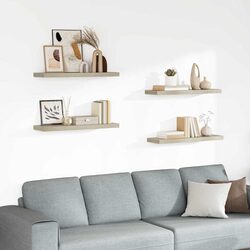 4-Piece Floating Wall Shelves Set in Oak Brown