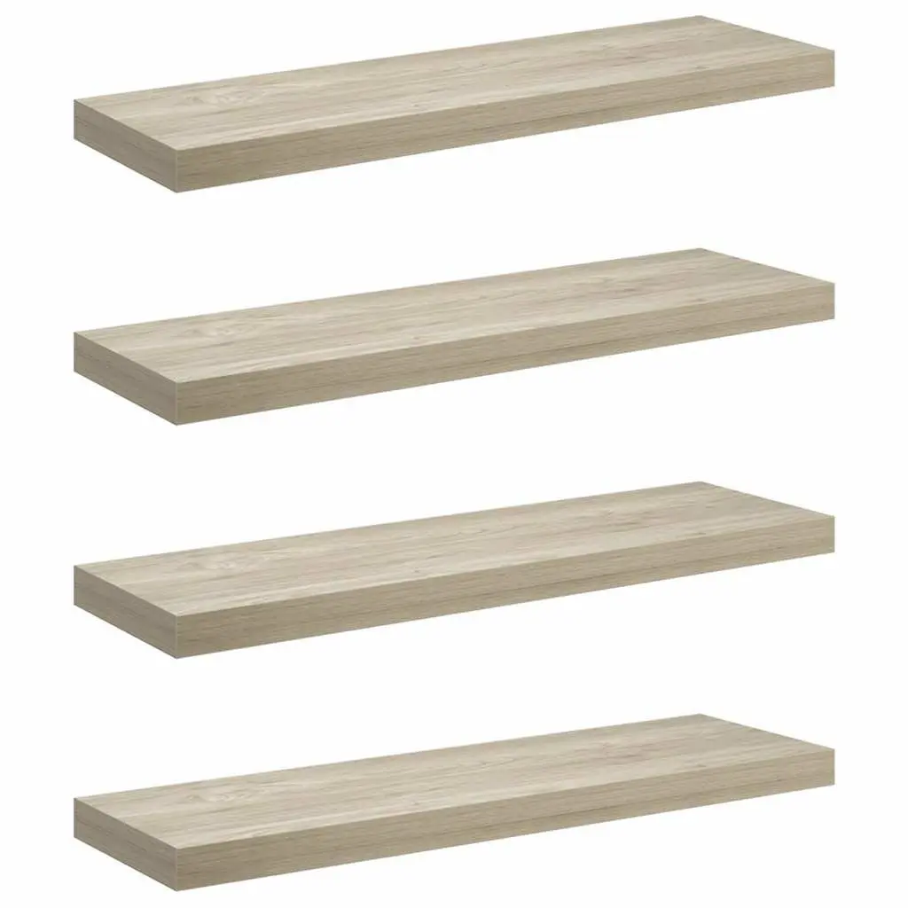 Wall Shelves Honeycomb MDF Metal Frame 80 x 23.5 x 3.8 cm Brown 4 Piece Set