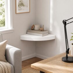 White Floating Corner Wall Shelf - Stylish Storage Solution
