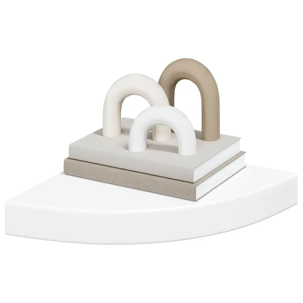 Floating Corner Shelves MDF 25 x 25 x 3.8 cm White 4 Pieces