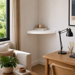 Stylish Floating Corner Wall Shelf in White for Home Decor