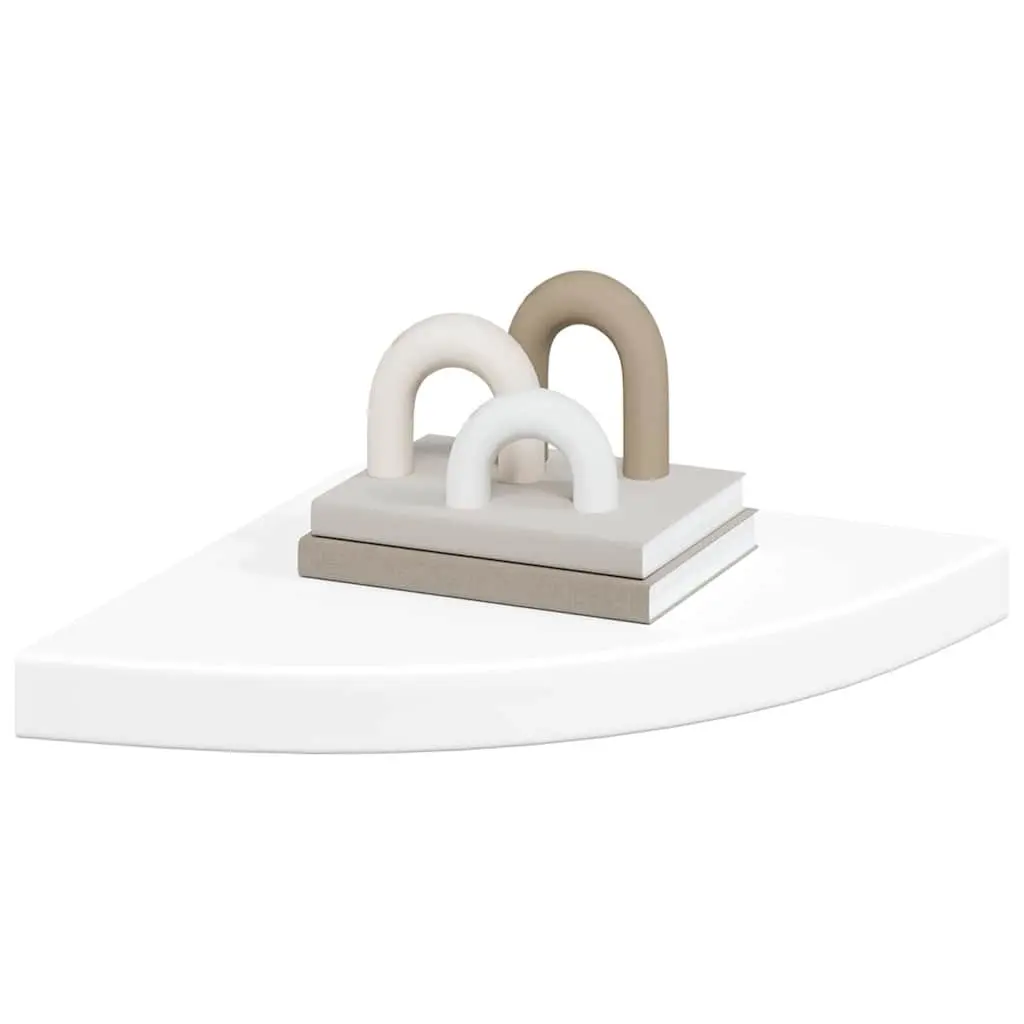 Floating Corner Shelves Honeycomb MDF 35x35x3.8 cm White 4 Piece