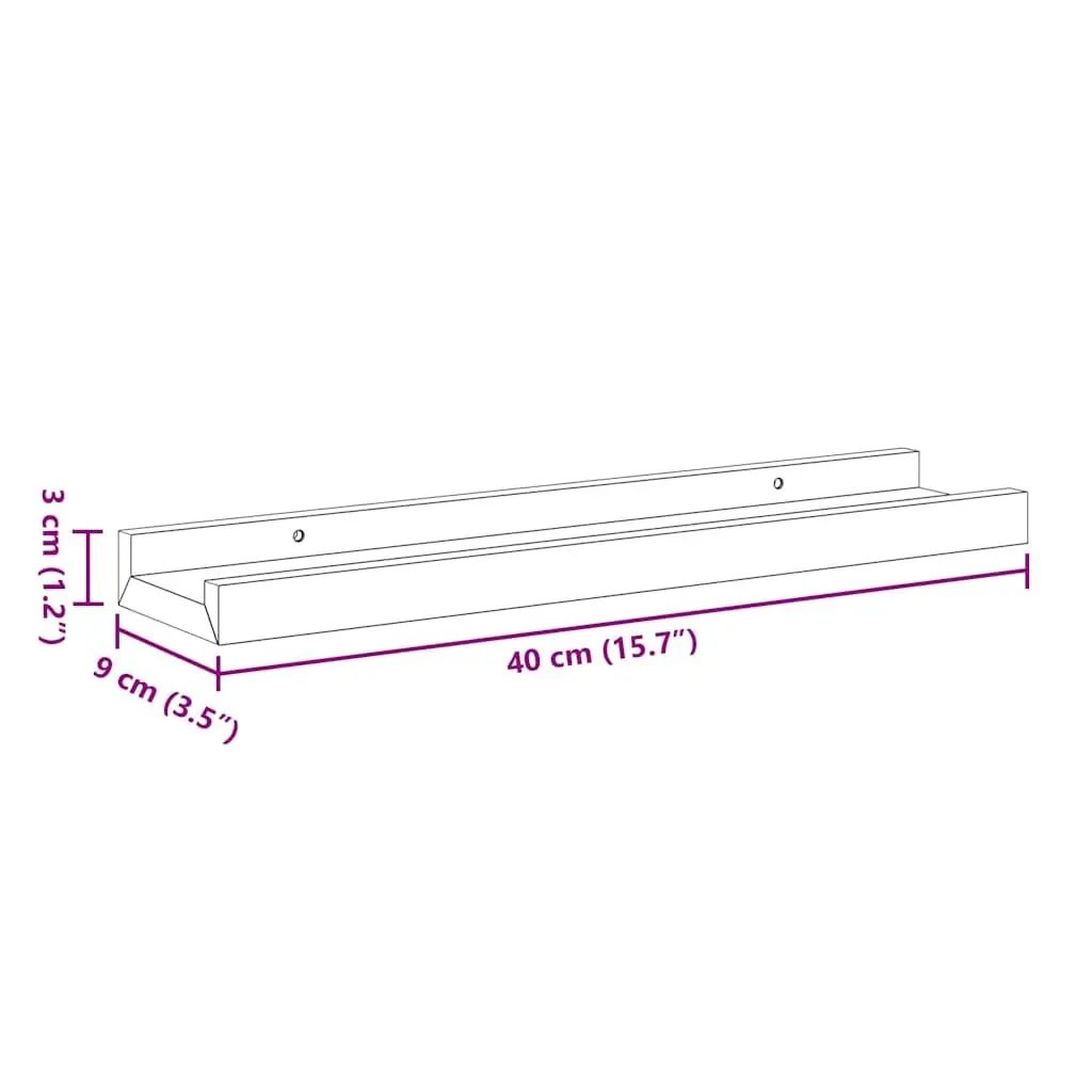 Picture Frame Ledge Shelves Lacquered MDF 40x9x3 cm White 2 Piece