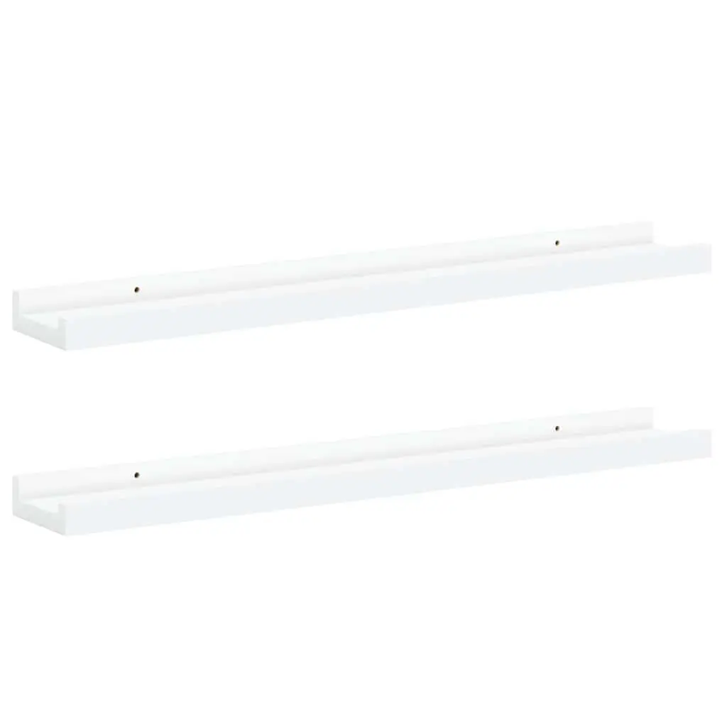 Wall Picture Frame Ledge Shelves 2 pcs White Floating Display Organizer