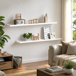 2pcs White Floating Picture Frame Display Shelves