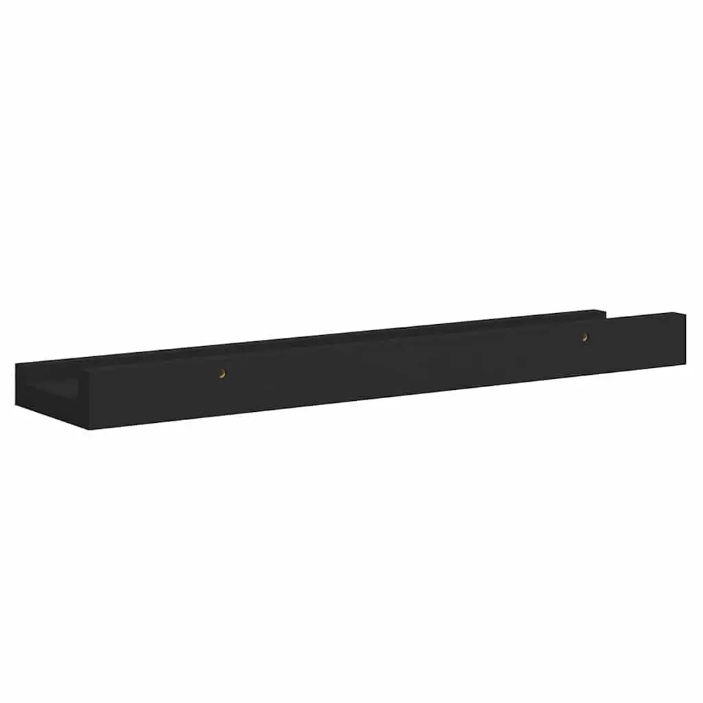 Wall Mounted Picture Ledge Shelves Lacquered MDF 40x9x3cm Black 2 Piece