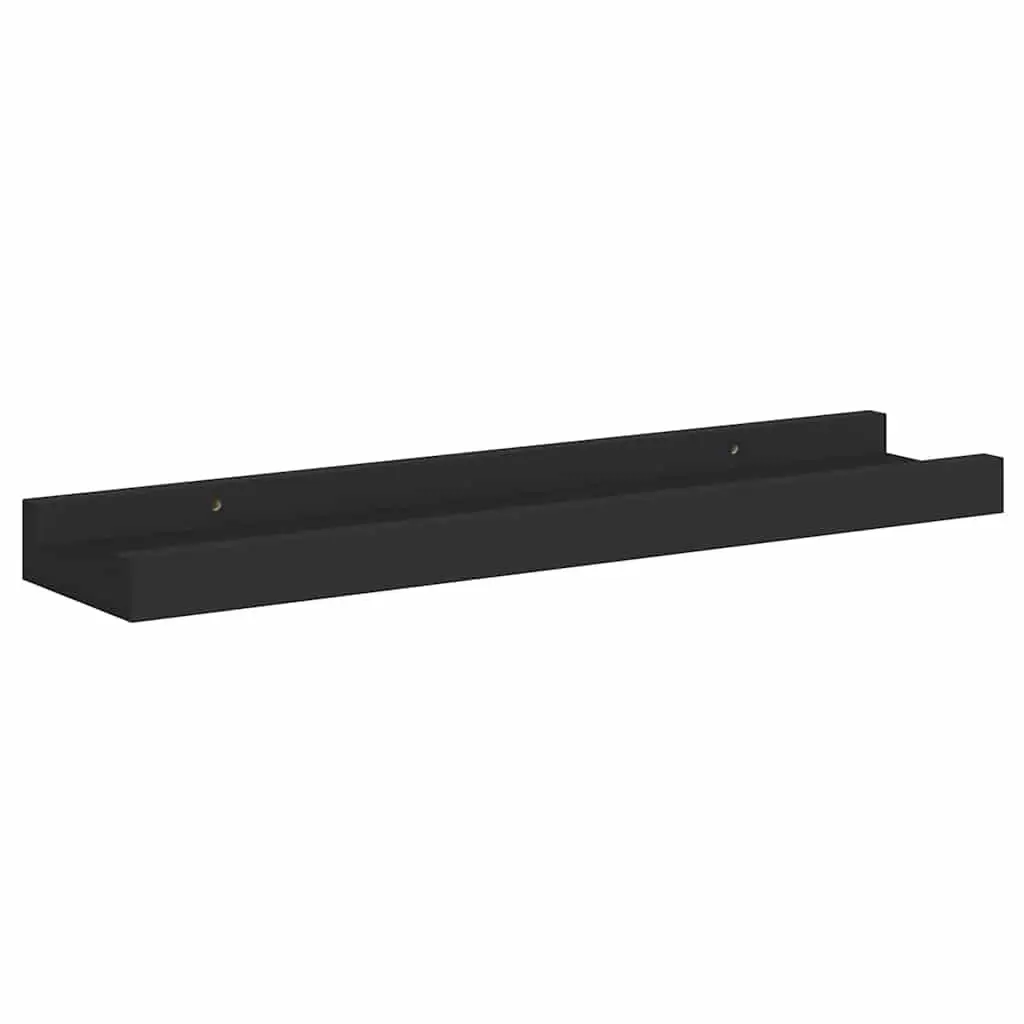 Wall Mounted Picture Ledge Shelves Lacquered MDF 40x9x3cm Black 2 Piece