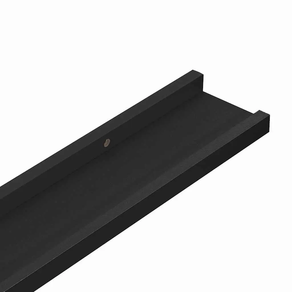 Wall Mounted Picture Ledge Shelves Lacquered MDF 40x9x3cm Black 2 Piece