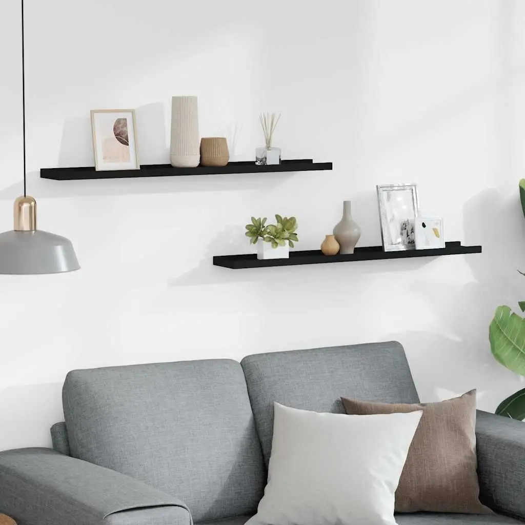 Picture Frame Ledge Shelves 2 pcs Black Wall Mount Floating Display Storage