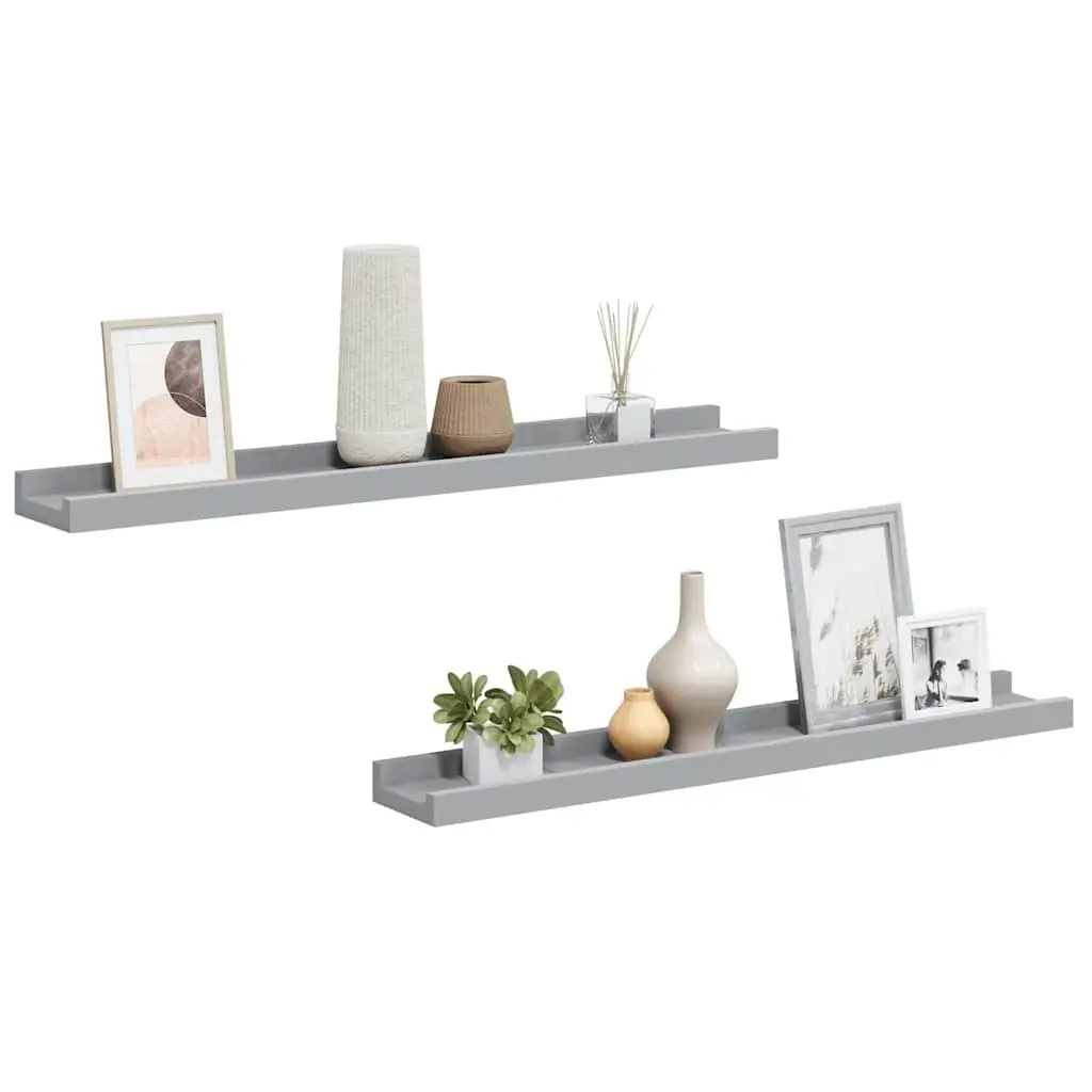 Picture Frame Ledge Shelves MDF 60x9x3cm Grey 2 Piece