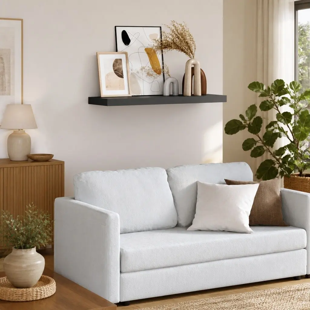 Grey Floating Shelf Set for Pictures and Decor