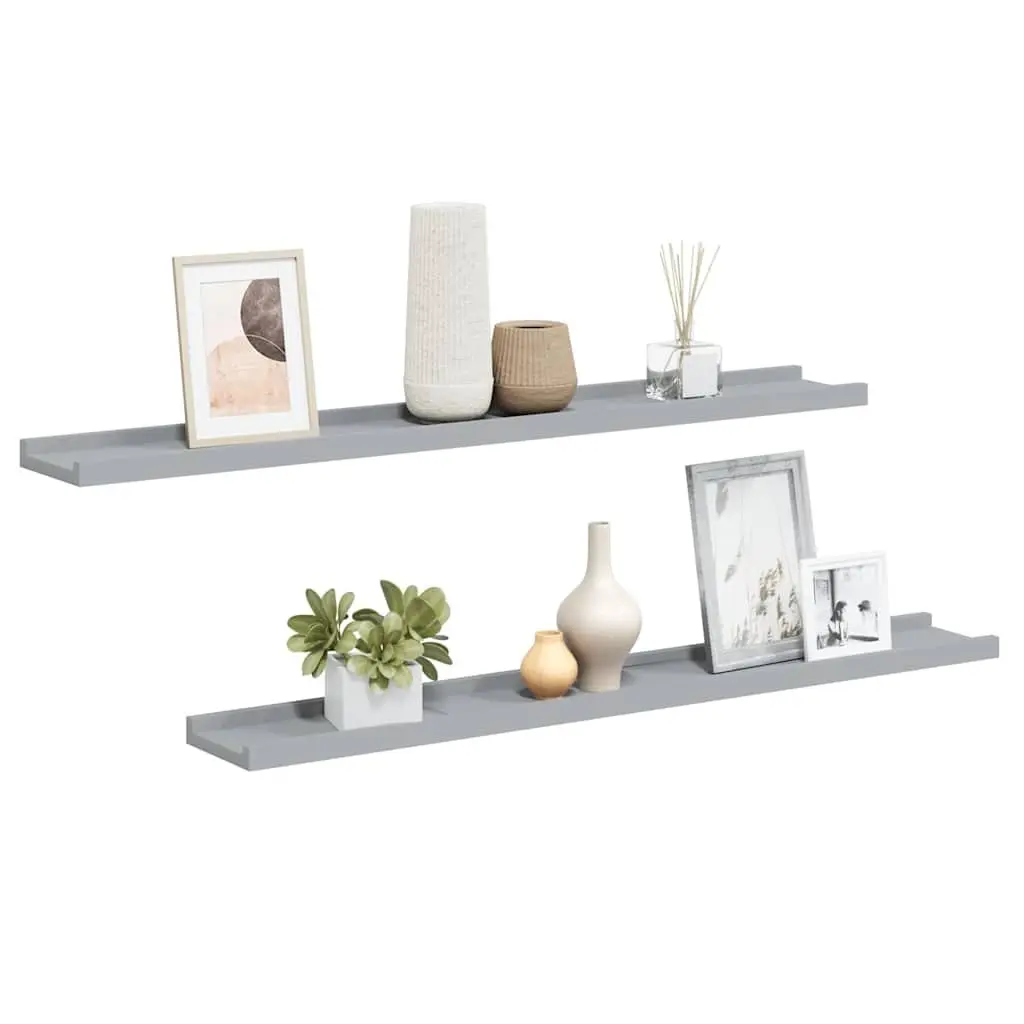 Grey Floating Shelf Set for Pictures and Decor