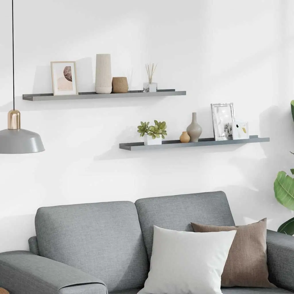 Grey Floating Shelf Set for Pictures and Decor