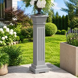 Grey Square Pillar Plant Stand for Stylish Spaces