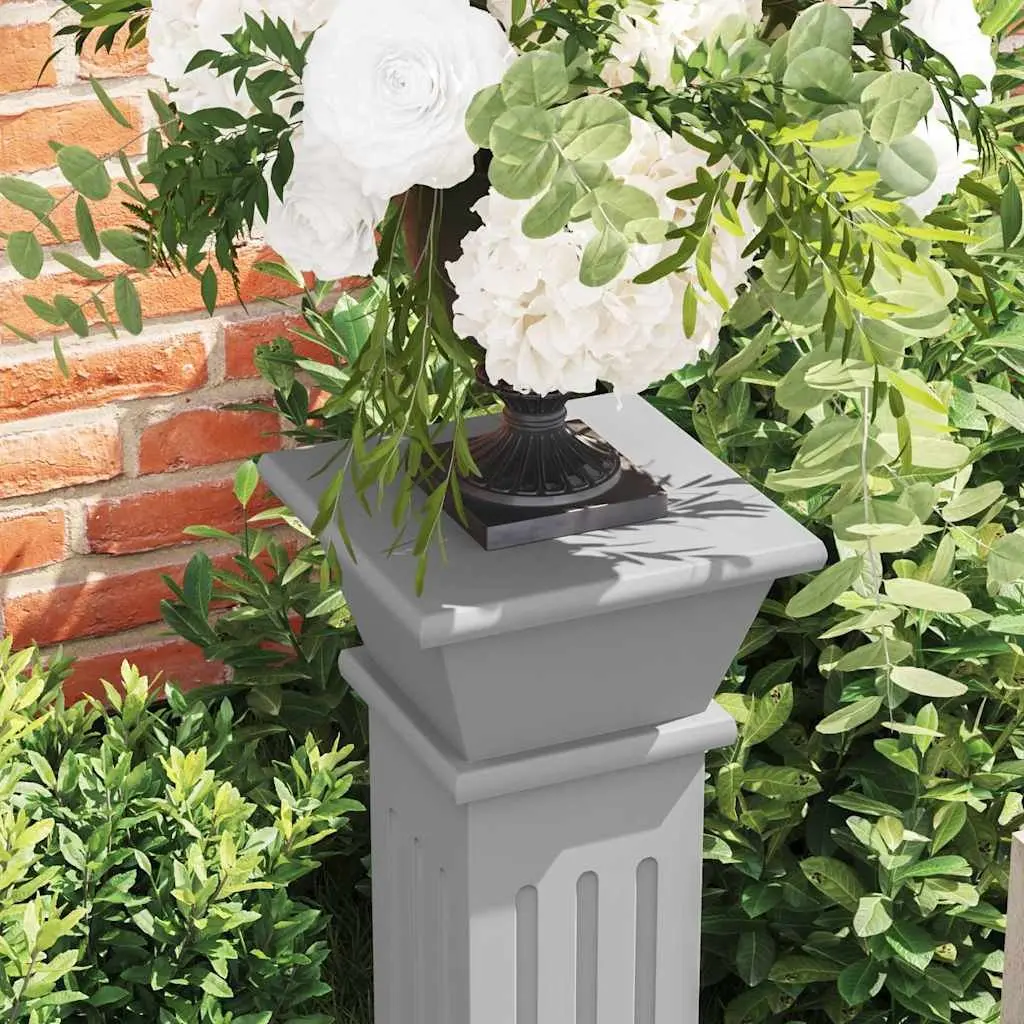 Grey Square Pillar Plant Stand Classic Design Patio Living Room Bedroom Display