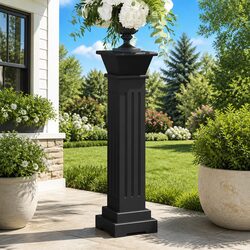 Durable Square Pillar Plant Stand in Black MDF