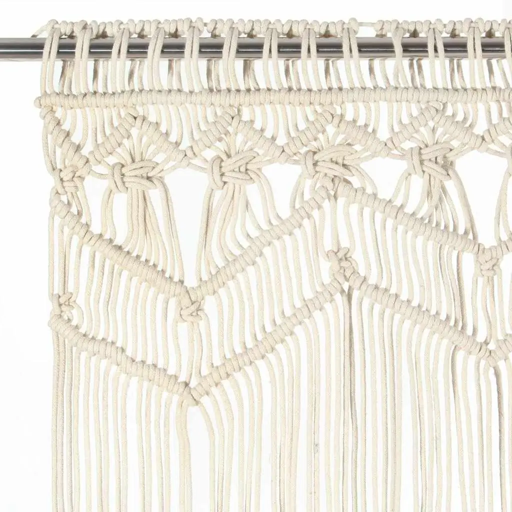 Cream Cotton Macrame String Curtain 140x240 cm