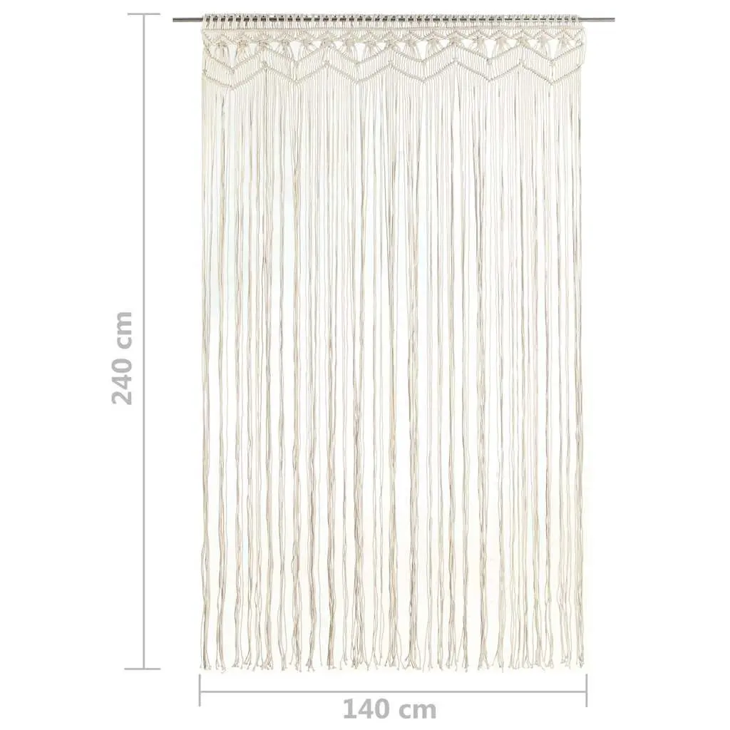 Cream Cotton Macrame String Curtain 140x240 cm
