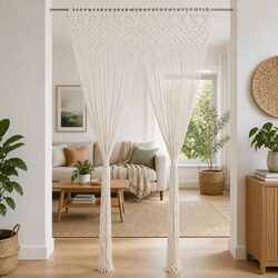 Cotton Macrame String Curtain 140x240 cm in Cream