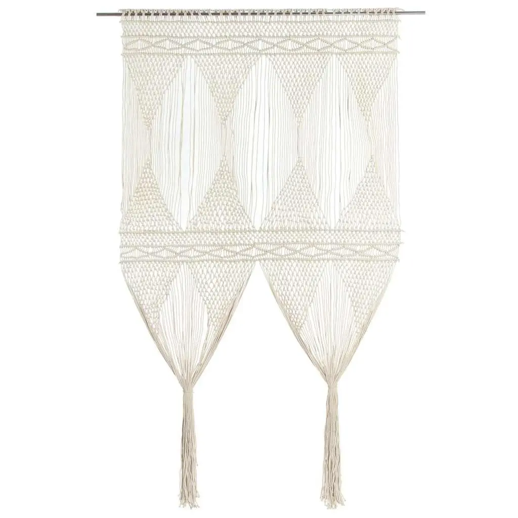 Macrame String Curtain 140x240 cm Cotton Cream Door Window Room Divider Decor