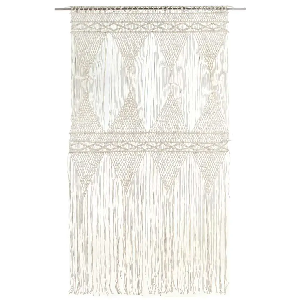 Macrame String Curtain 140x240 cm Cotton Cream Door Window Room Divider Decor