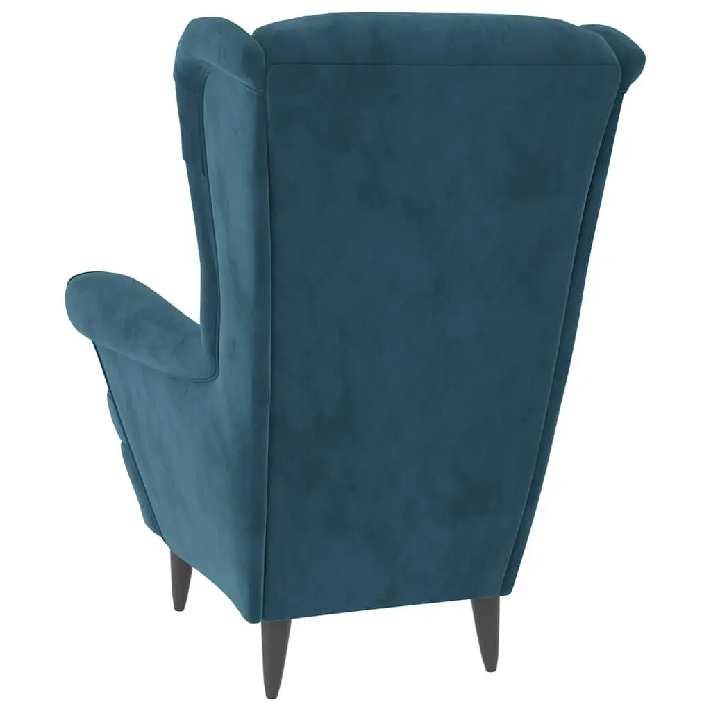 Blue Velvet Armchair with Durable Build