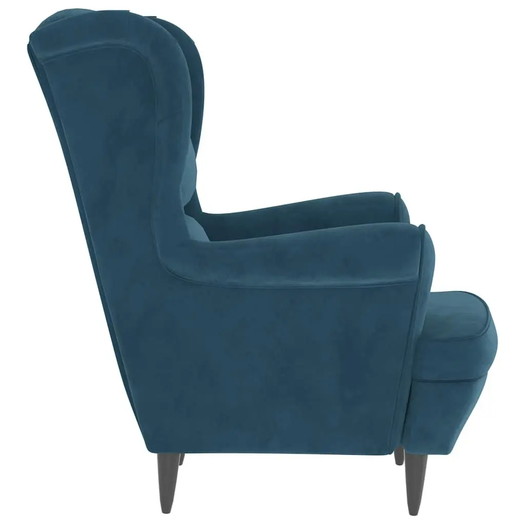 Blue Velvet Armchair with Durable Build