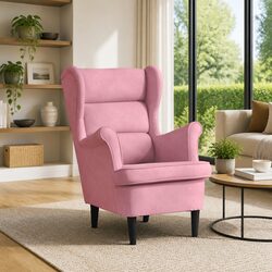 Pink Velvet Upholstered Armchair for Living Room