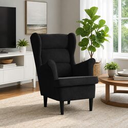 Black Velvet Upholstered Lounge Chair with Padded Support