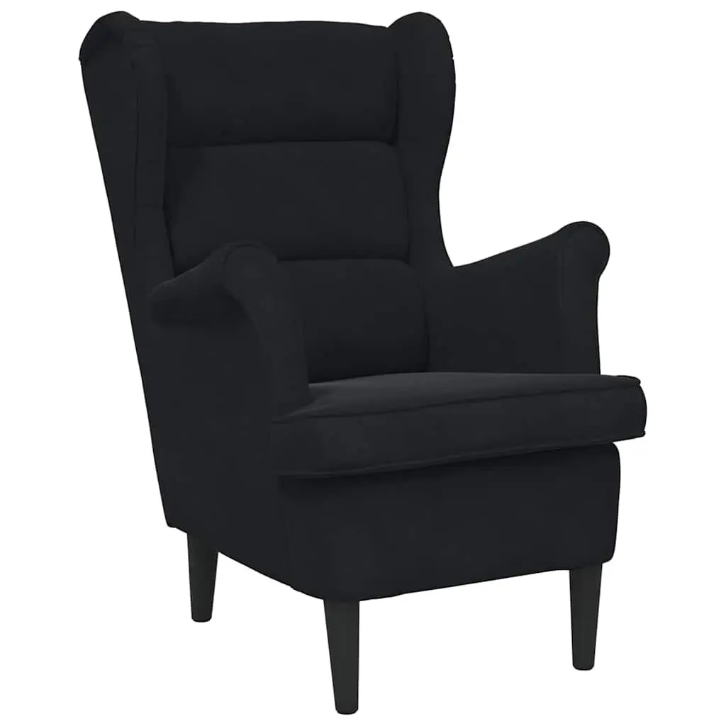 Black Velvet Upholstered Lounge Chair with Padded Support