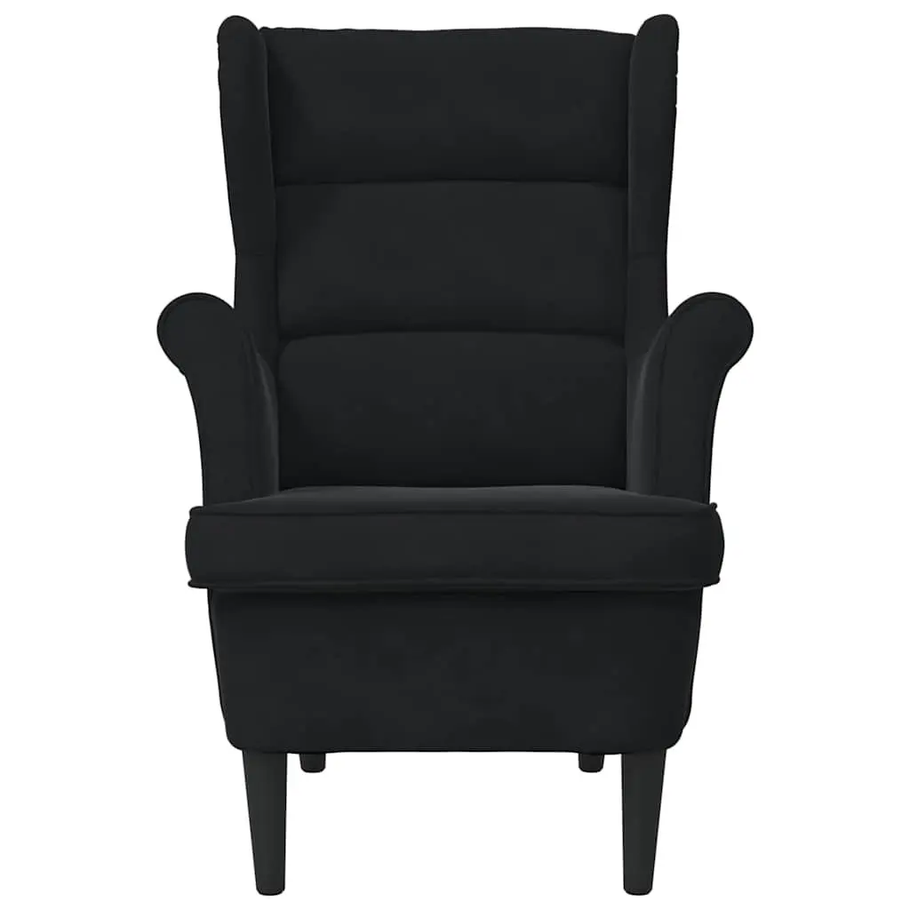 Black Velvet Upholstered Lounge Chair with Padded Support