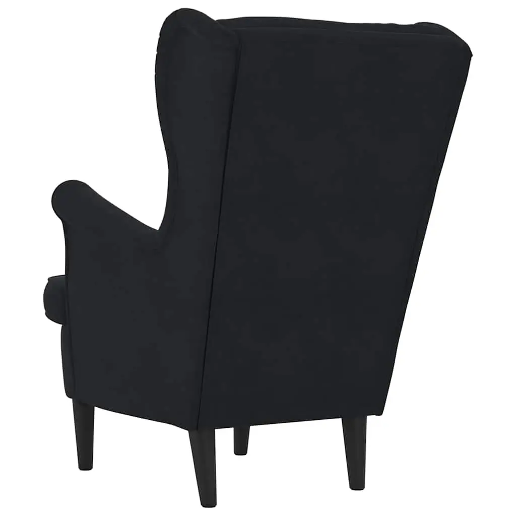 Black Velvet Upholstered Lounge Chair with Padded Support