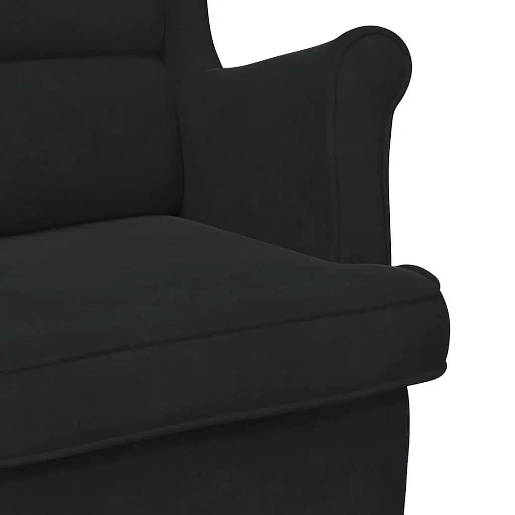 Black Velvet Upholstered Lounge Chair with Padded Support